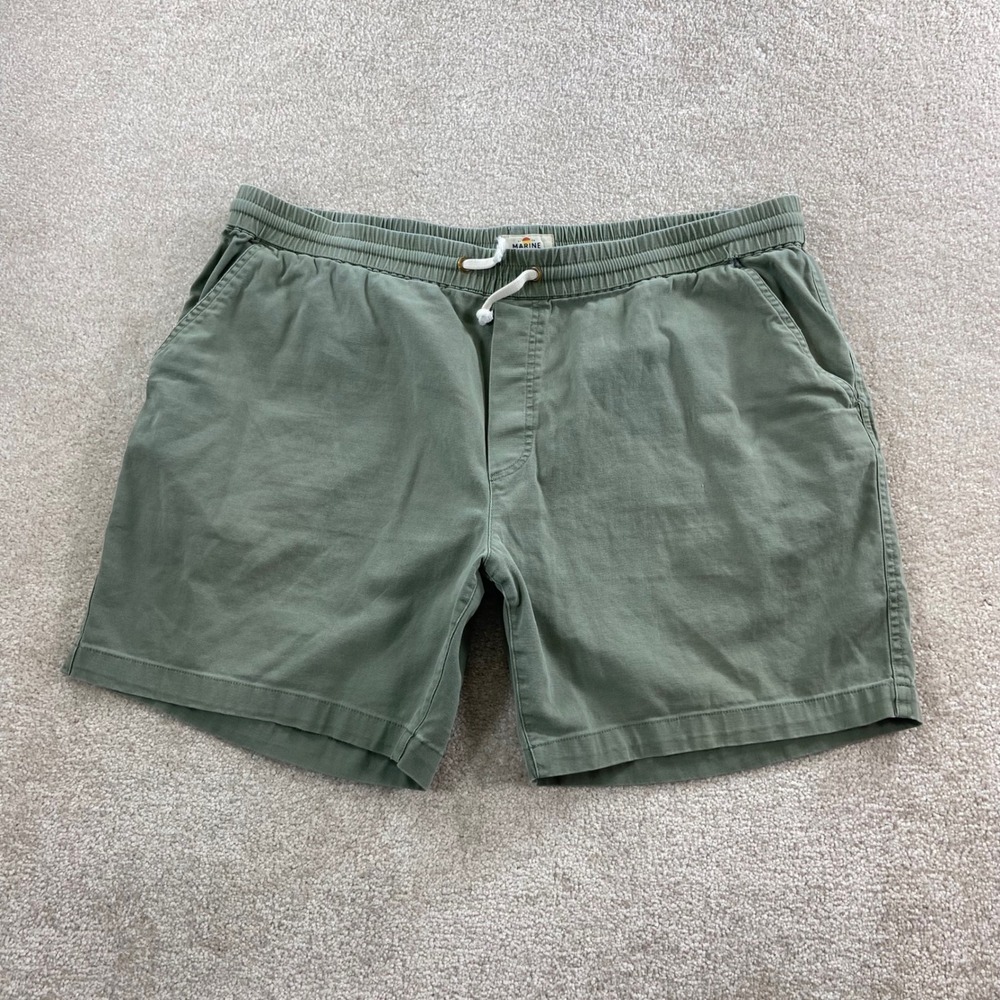 Marine Layer Saturday Shorts Mens XL Green Elastic Waist Drawstring Casual